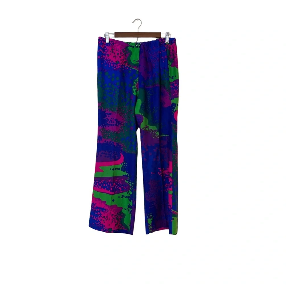 Vintage Psychedelic Op Art Abstract 70s Coordinated Coord 2 Piece Flare Set - Picture 3 of 6